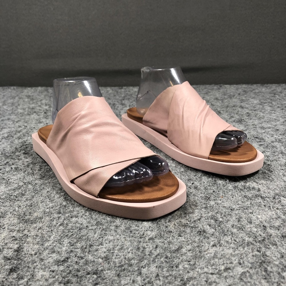 Bueno Jesse Sandals Womens 10 Pink Leather Slide Platform Wedge Comfort Casual